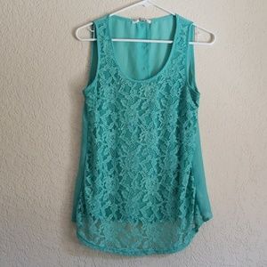 Lacey Turquoise/Teal Papaya Sleeveless Blouse